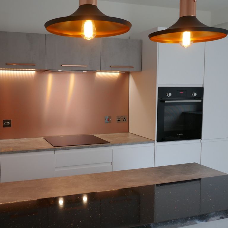 kitchen concrete island lighting