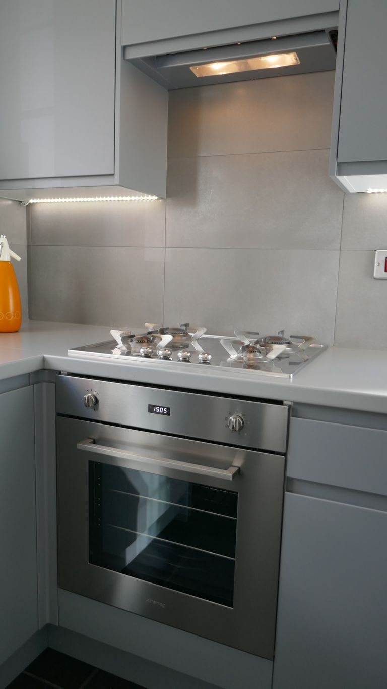 Smeg appliances in grey kitchen